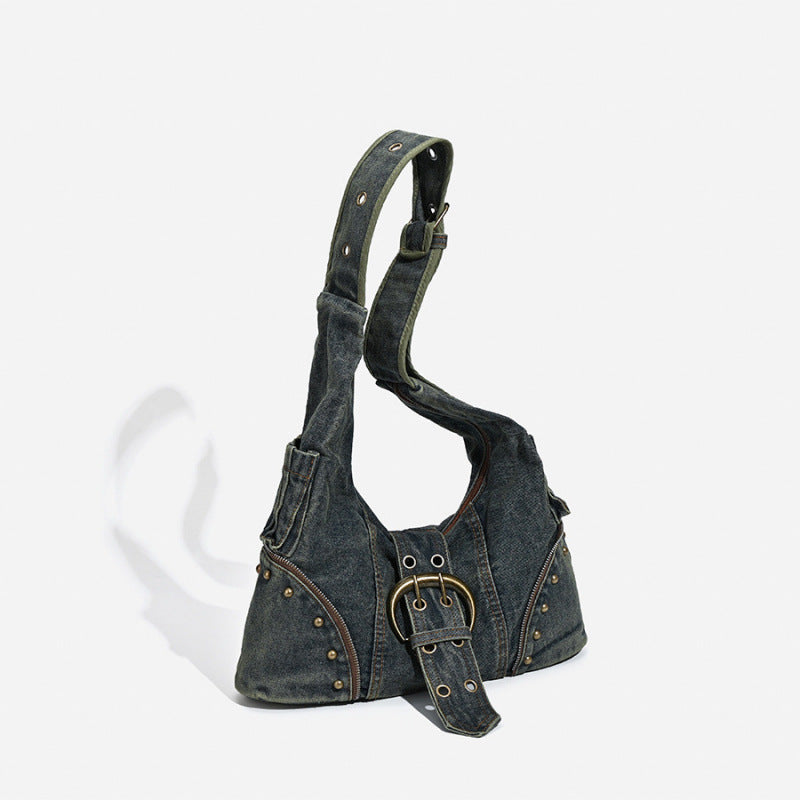 Women's Washed Jean Niche Fashion Popular Underarm Tote Bag