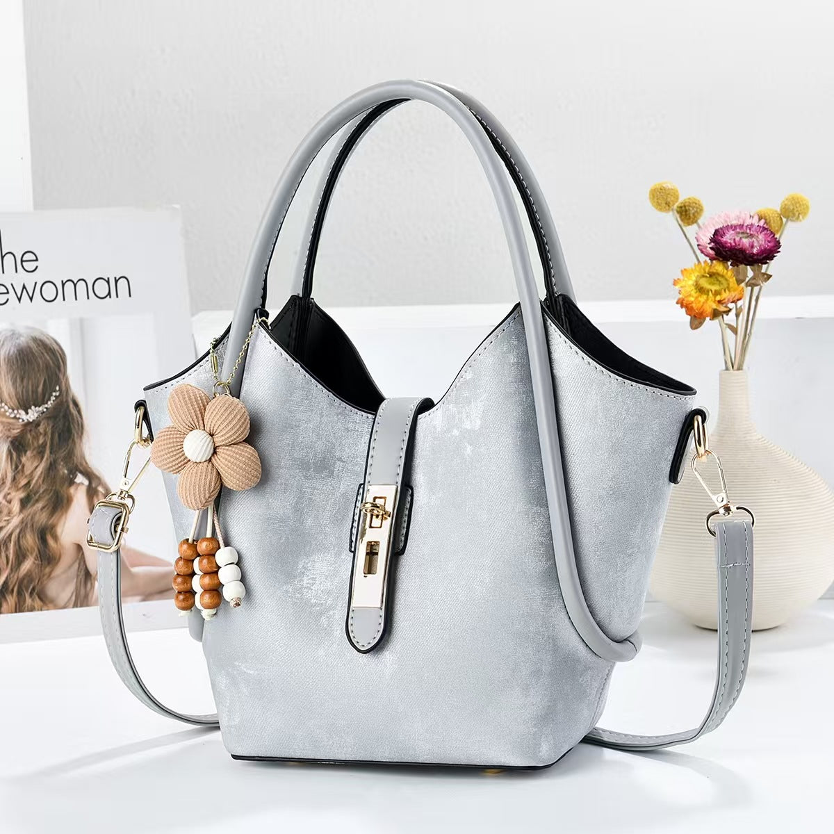 Women's Textured Chinese Style Large Capacity Versatile Niche Handbags