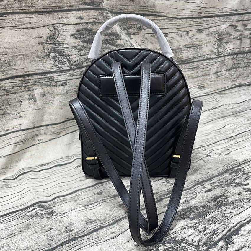 Women's Light Luxury Sheepskin Quilted Herringbone Pattern Women's Backpack
