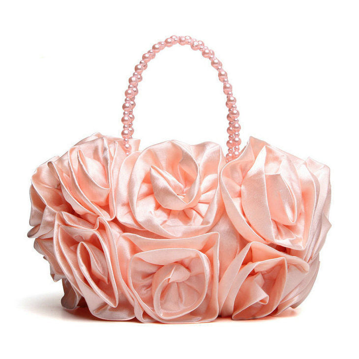 Banquet Portable Dress Garment Rose Flower Bridal Wedding Sweet Hand Bags