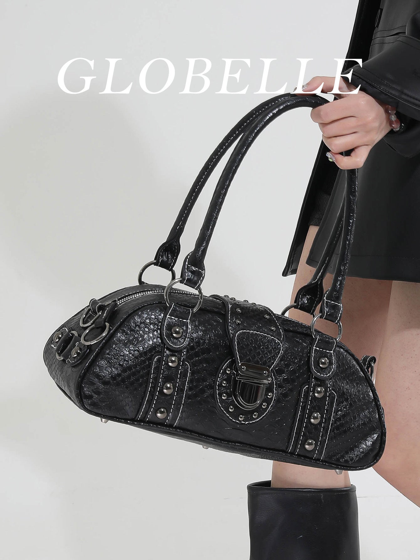 Underarm Fashion Snake Pattern Commuter Boston Retro Women's Shoulder Bag