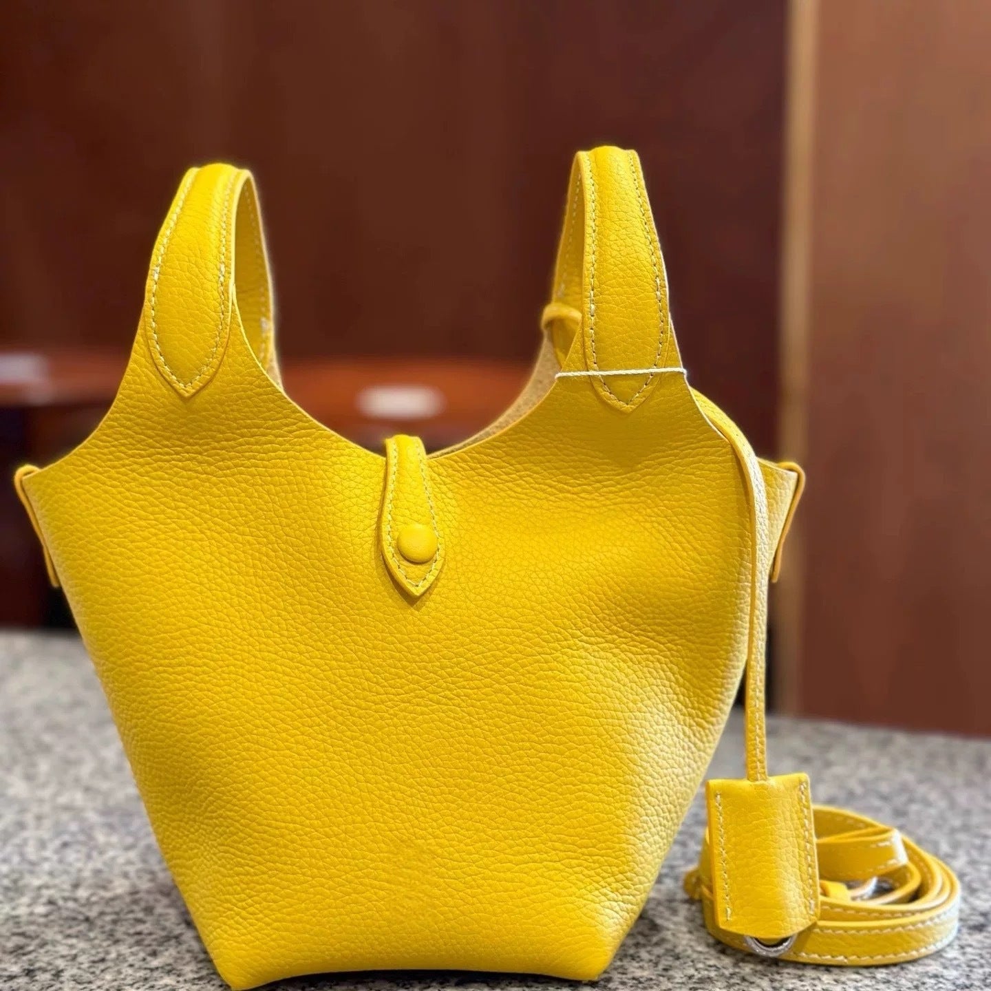 Women's Laf Vegetable Basket Soft Genuine Leather Large Capacity Bucket Bag