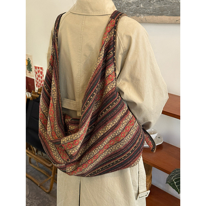 Women's Niche Ethnic Style Canvas Retro Commuter Women's Shoulder Bag