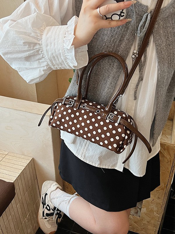 Women's High Texture Trendy Polka Dot Top Handled Baguette Pillow Bags