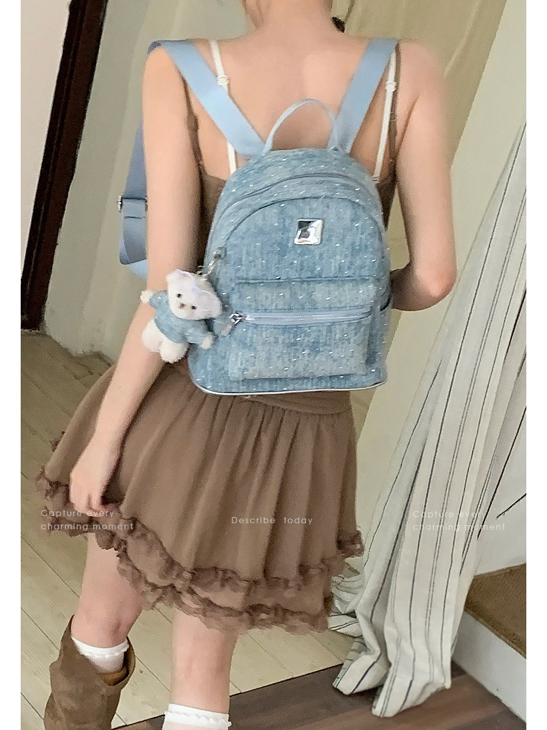 Korean Style Large Capacity Simple Denim Women's Backpack