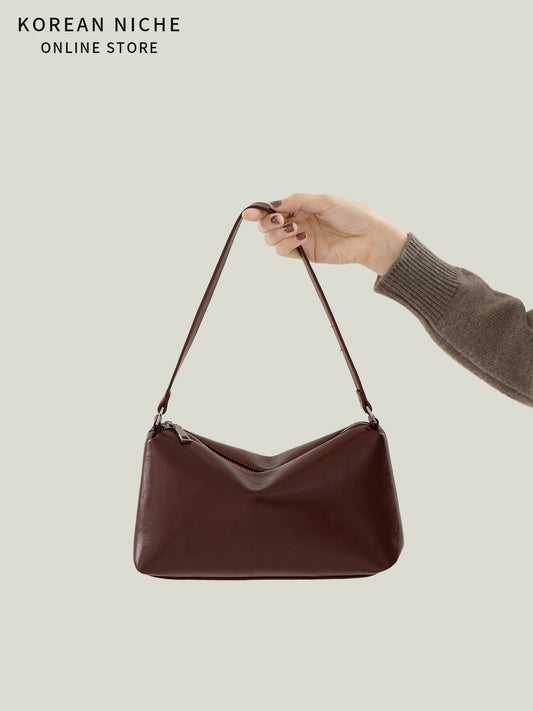 Women's Style Oil Wax Leather Design Portable High Sense Retro Easy Bags