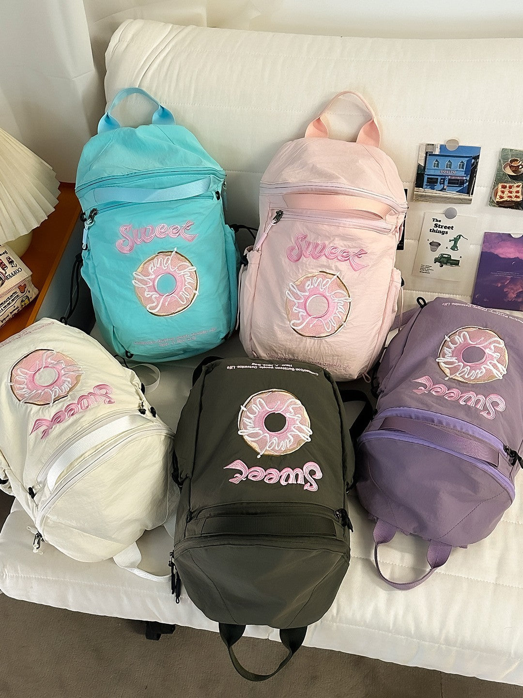 Women's Capacity Yoga Fitness Korean Style Fresh Sweet Waterproof Nylon Women's Backpack
