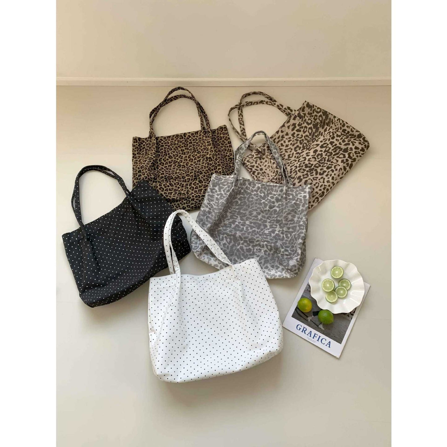 Women's Print Large Capacity Totes Early Eight Tong Bags