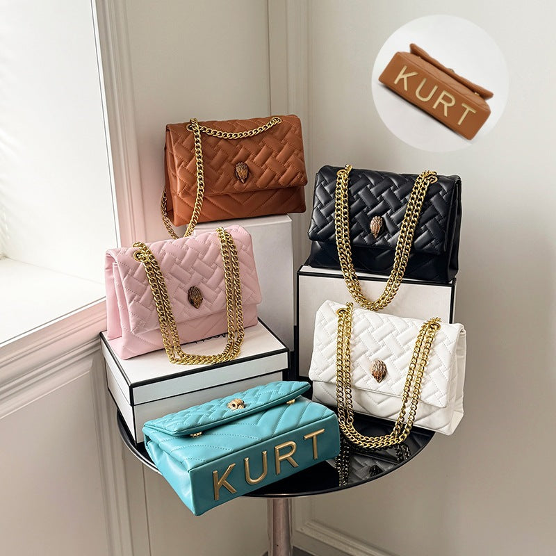 Women's Texture Rhombus Embroidery Thread Single Eagle Women's Messenger Bag