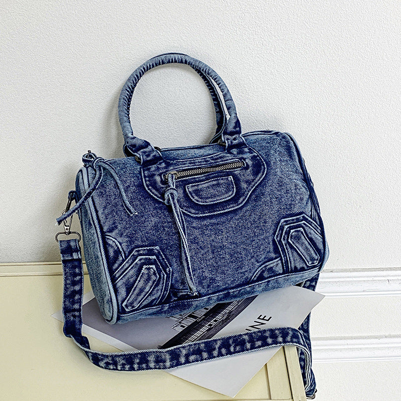 Women's Large Capacity Washed Denim Retro Tote Bags