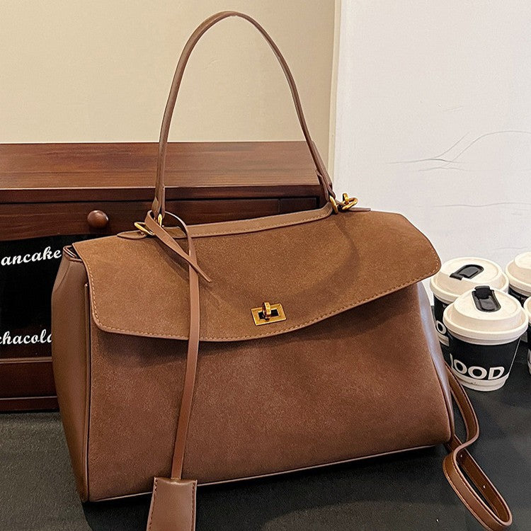 Women's Business Commute Portable Matte Leather Unisex Style Tote Bags
