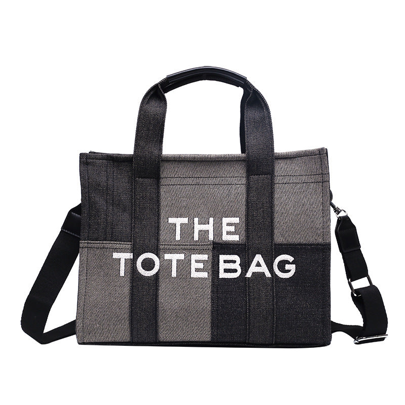 Women's Canvas Large Capacity Totes Patchwork Portable Tote Bag