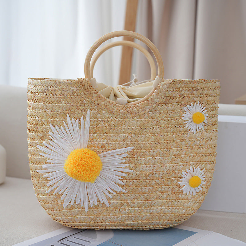 Women's Summer Woven Straw Seaside Vacation Weaving Embroidered Handbags