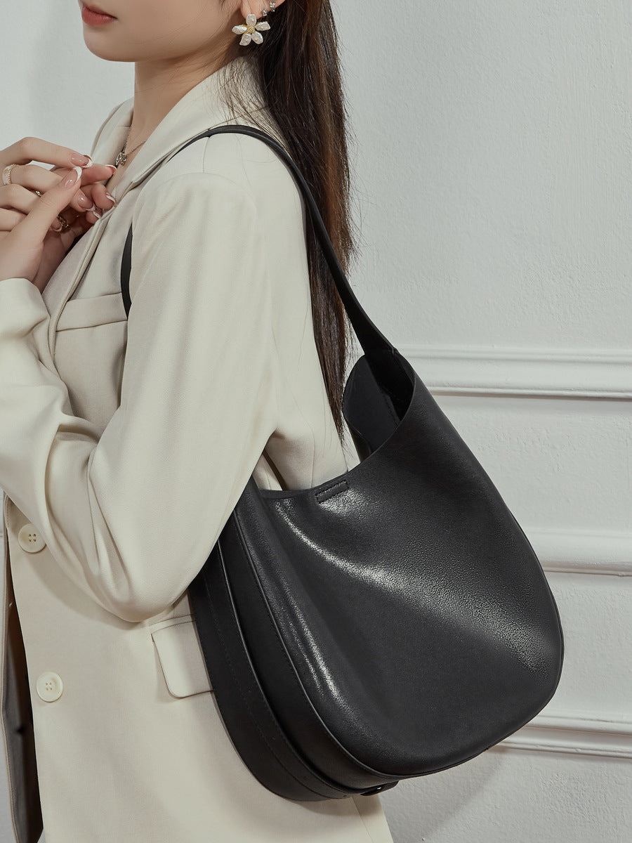 Women's Underarm Genuine Leather Design Selenodont Fashion Tote Bag