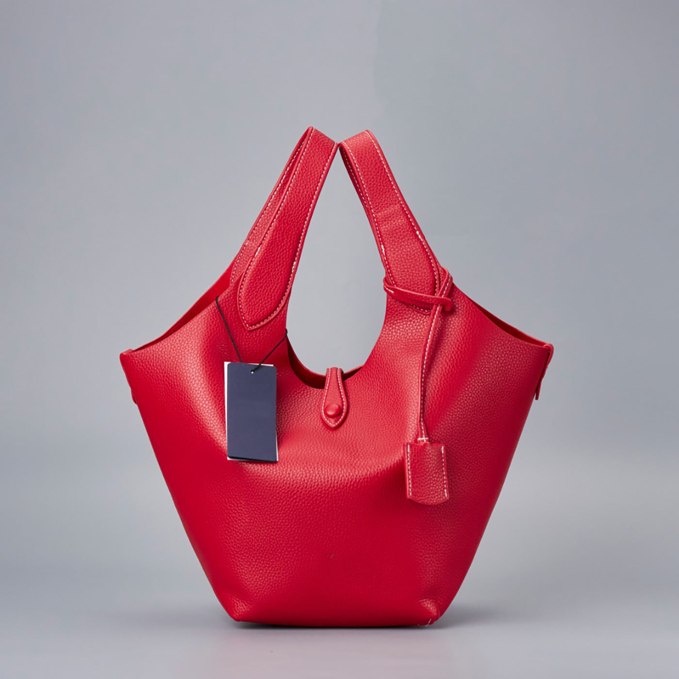 Single Fashion Soft Litchi Grain Cow Leather Tote Bags