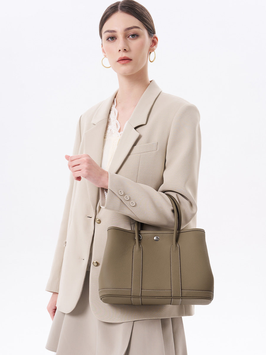Women's First Layer Cowhide Garden Large Capacity Hand Carrying Leather Advanced Shoulder Bags