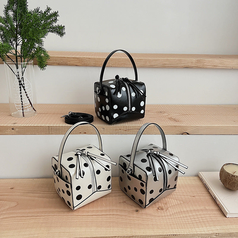 Fashionable Box Polka Dot Western Style Hand Cute French Women's Handbag