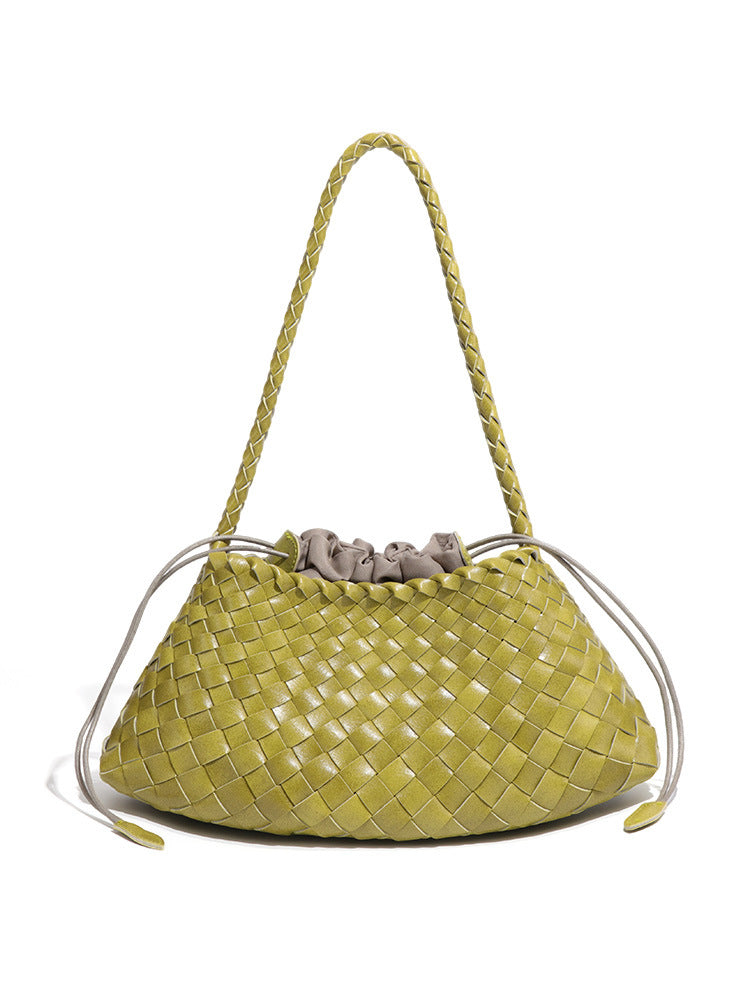 Women's Niche Underarm Woven Vegetable Basket Personality Bucket Bags