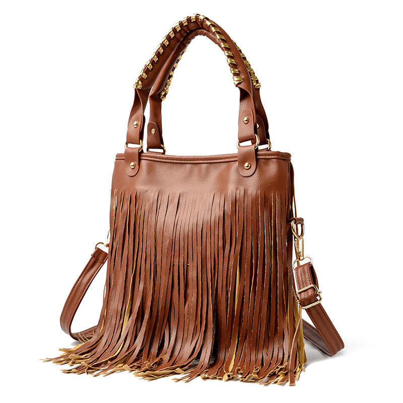 Women's Fashion Trendy Grace Big Ding Tassel Large Capacity Handbags