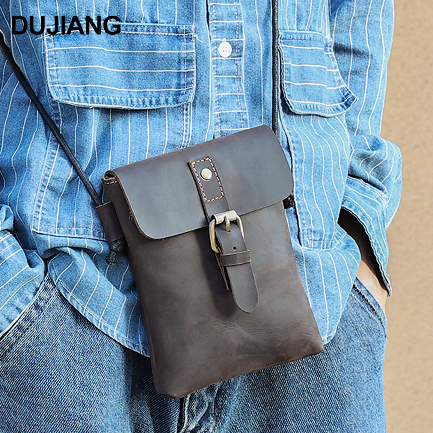 Men's Genuine Leather Vintage Crazy Horse Leisure Men's Bags