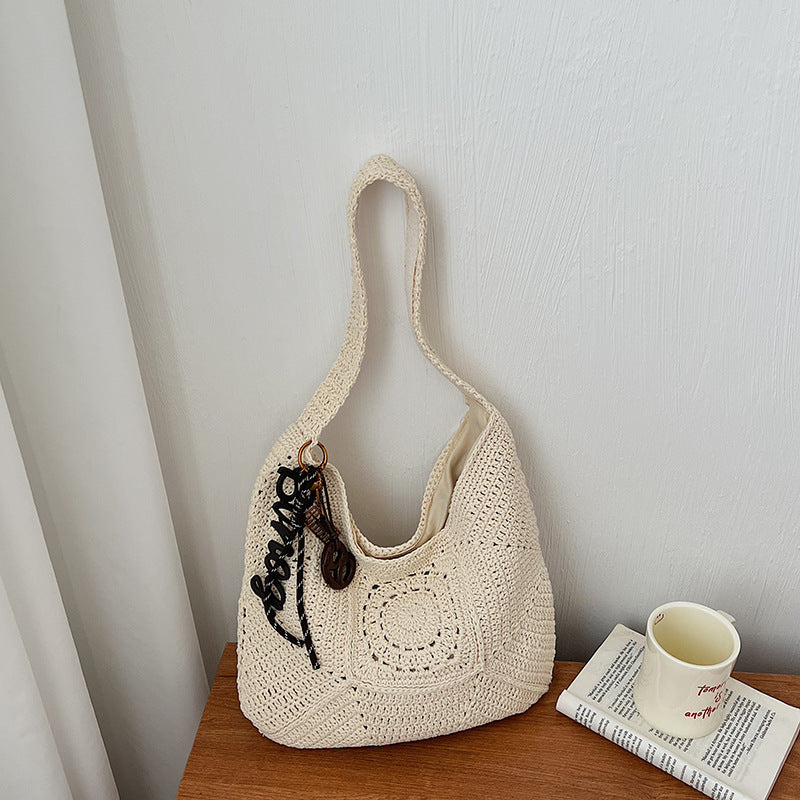 Cotton String Western Style Woven Large Women's Shoulder Bag