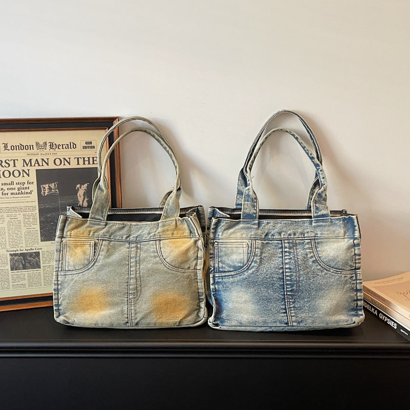 Women's Distressed Denim Fashion Personality Large Capacity Women's Shoulder Bag