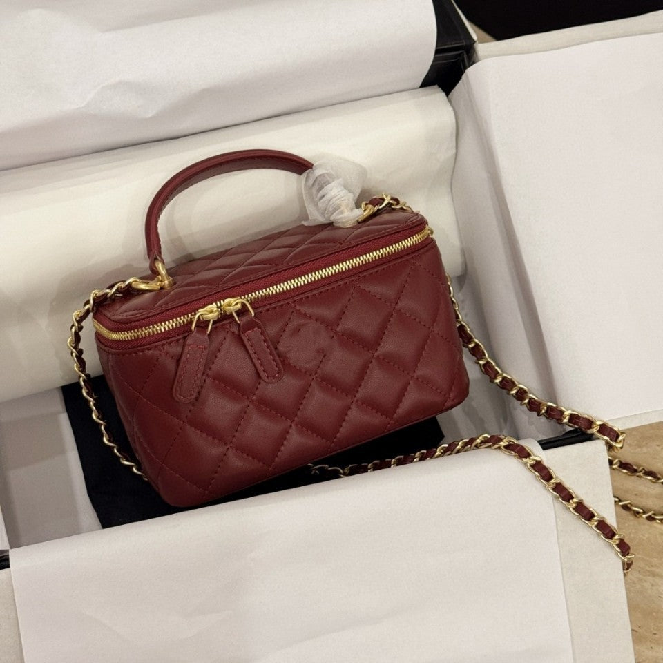 Women's Classic Gold Standard Diamond Plaid Sheepskin Box Women's Messenger Bag