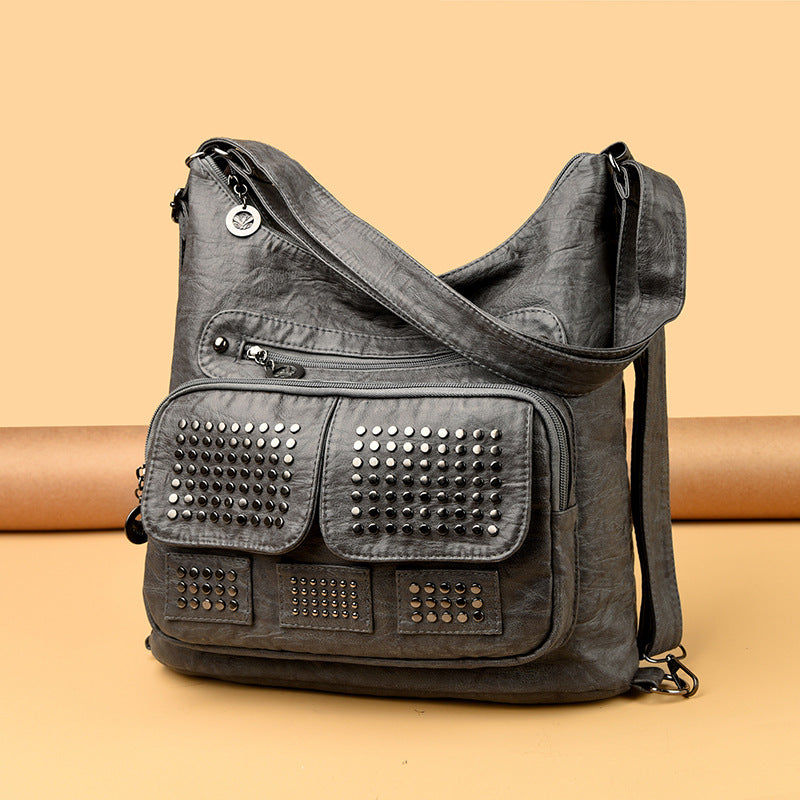 Women's Motorcycle Rivet Large Capacity Multipurpose Retro Women's Messenger Bag