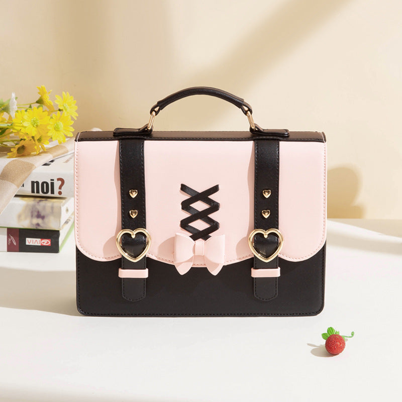 New Women's Contrast Color Bow Ribbon Women's Shoulder Bag