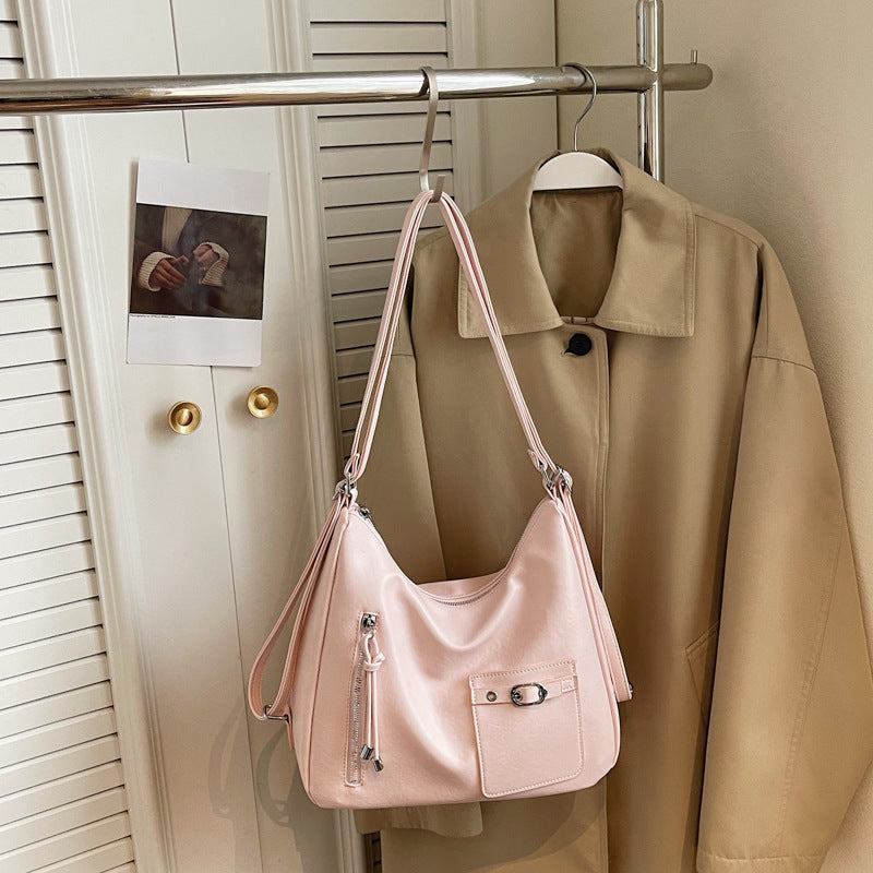 Soft Leather Large Capacity Fashion Commuter French Tote Bags