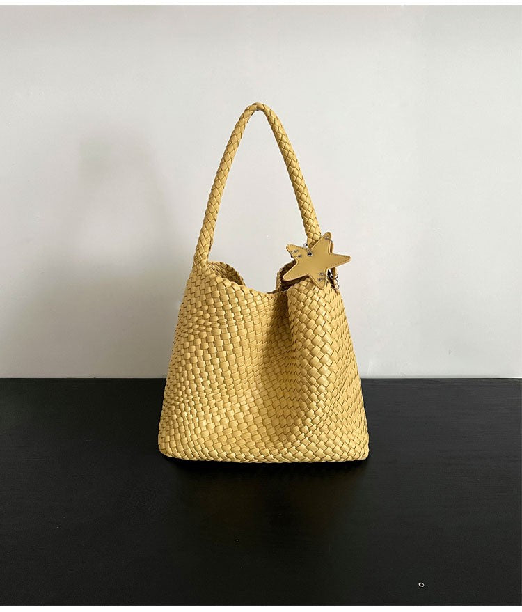 Women's Gun Champagne Woven Large Capacity High-grade Women's Shoulder Bag