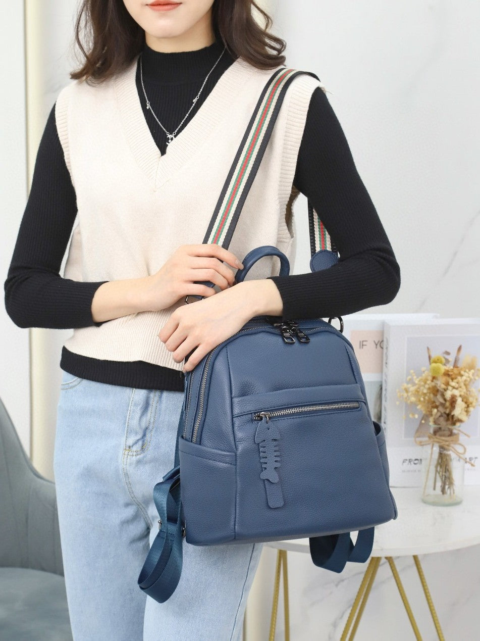 Women's Simple Korean Fashion Cowhide Trendy Female Women's Backpack