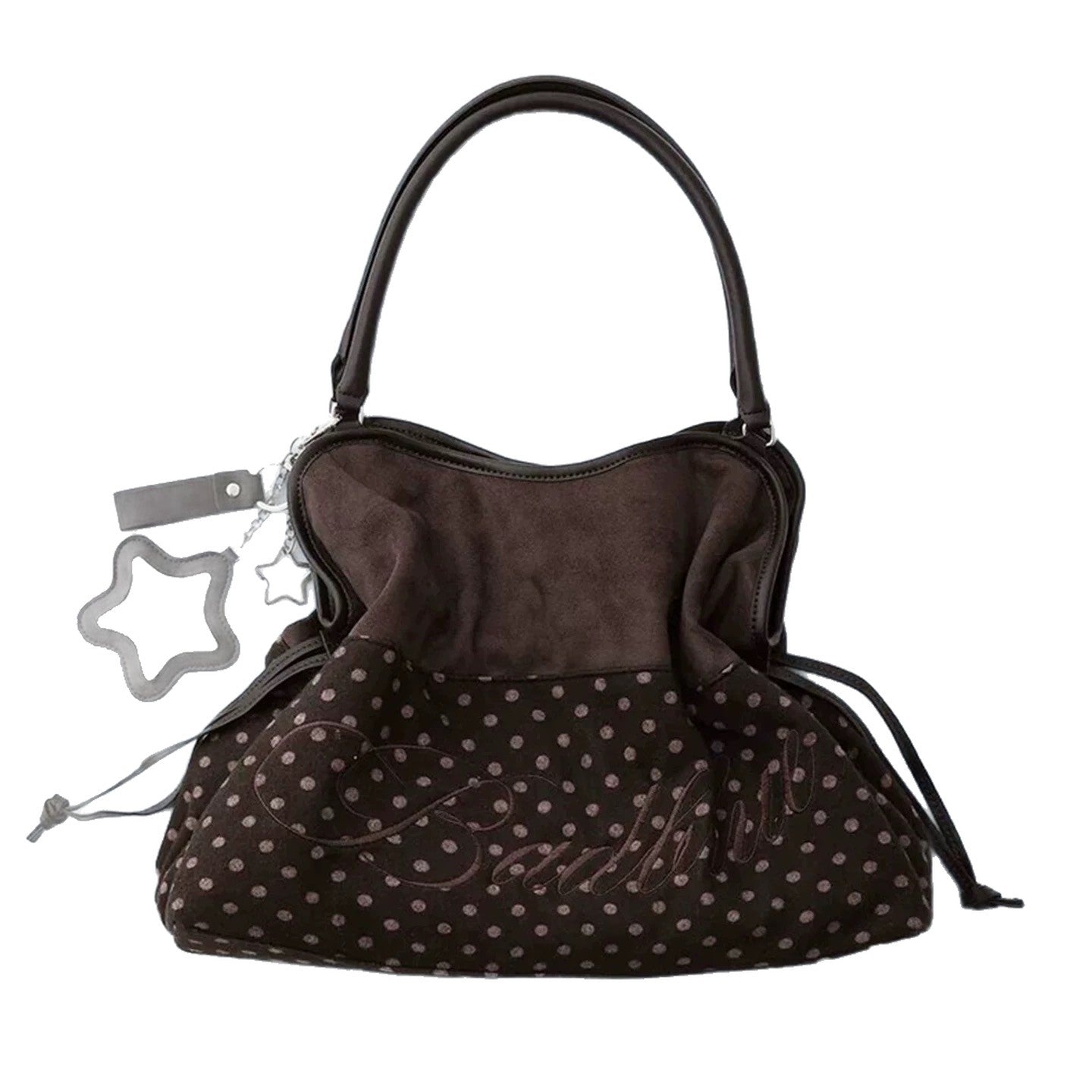 Korean Five-pointed Star Mirror Embroidered Leopard Print Polka Dot Large Tote Bag