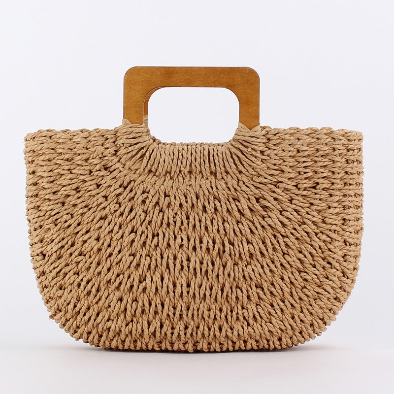 Portable Leisure Simple Handmade Summer Beach Vacation Woven Women's Handbag