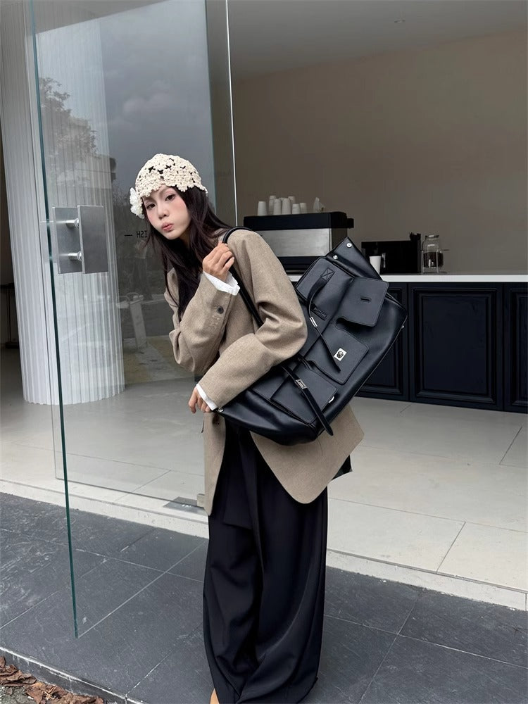Cowhide Big Kelly Fashion Platinum Large Underarm Bag