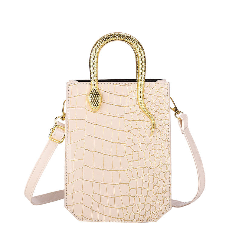 Women's Crocodile Pattern Gold Snake Portable Retro Women's Shoulder Bag
