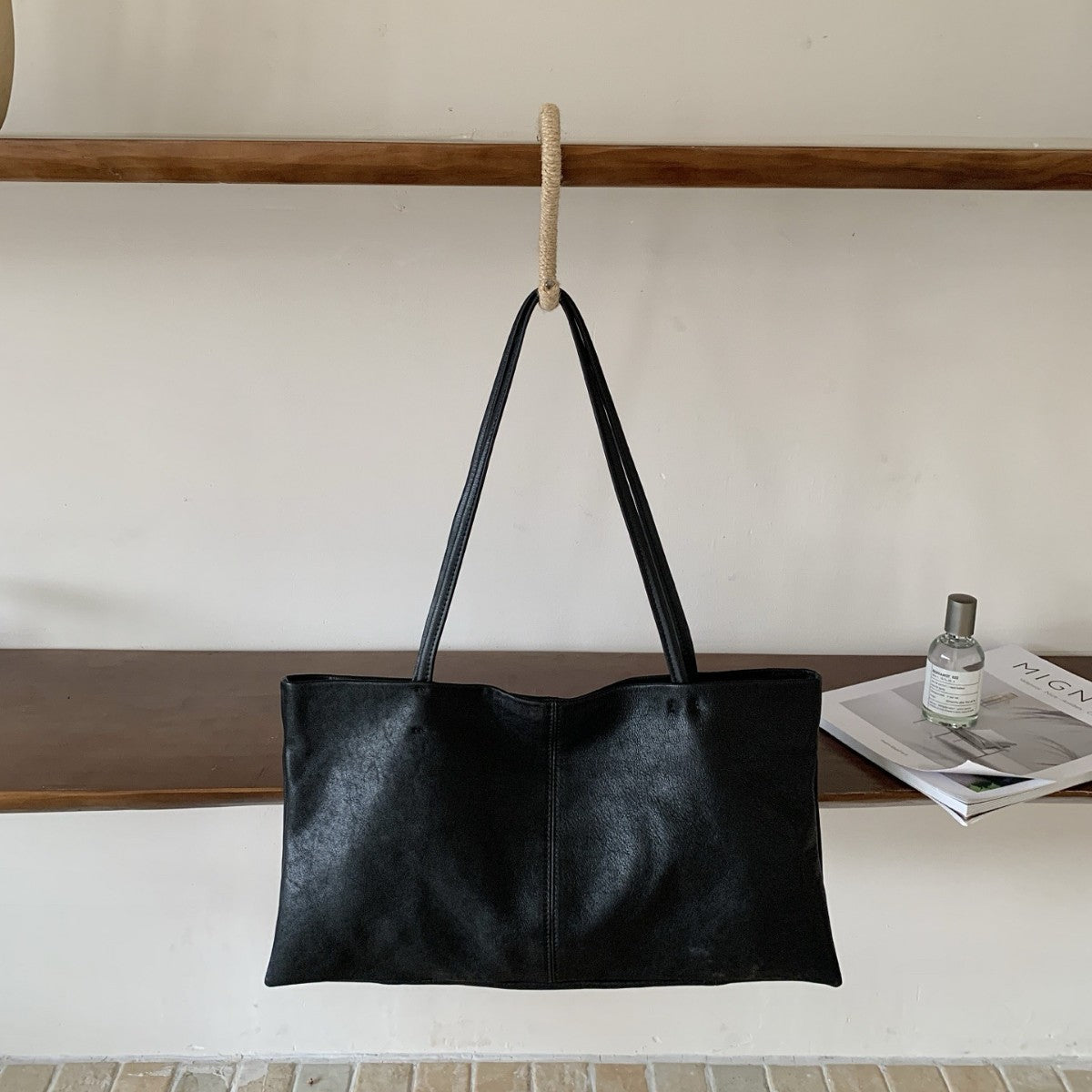 Minimalist Sheepskin Solid Color Large Capacity Fashion Tote Bag