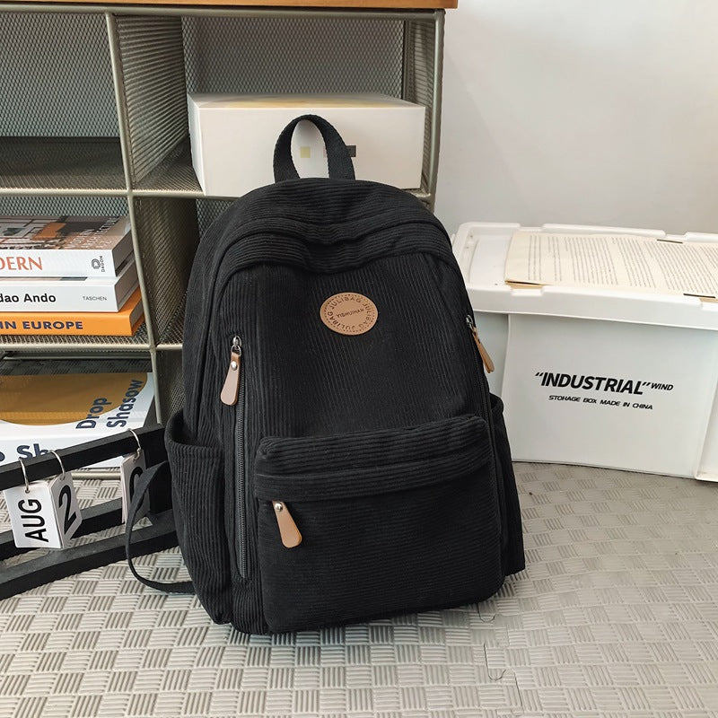 Men's College Fashion Corduroy Large Capacity Leisure Backpack