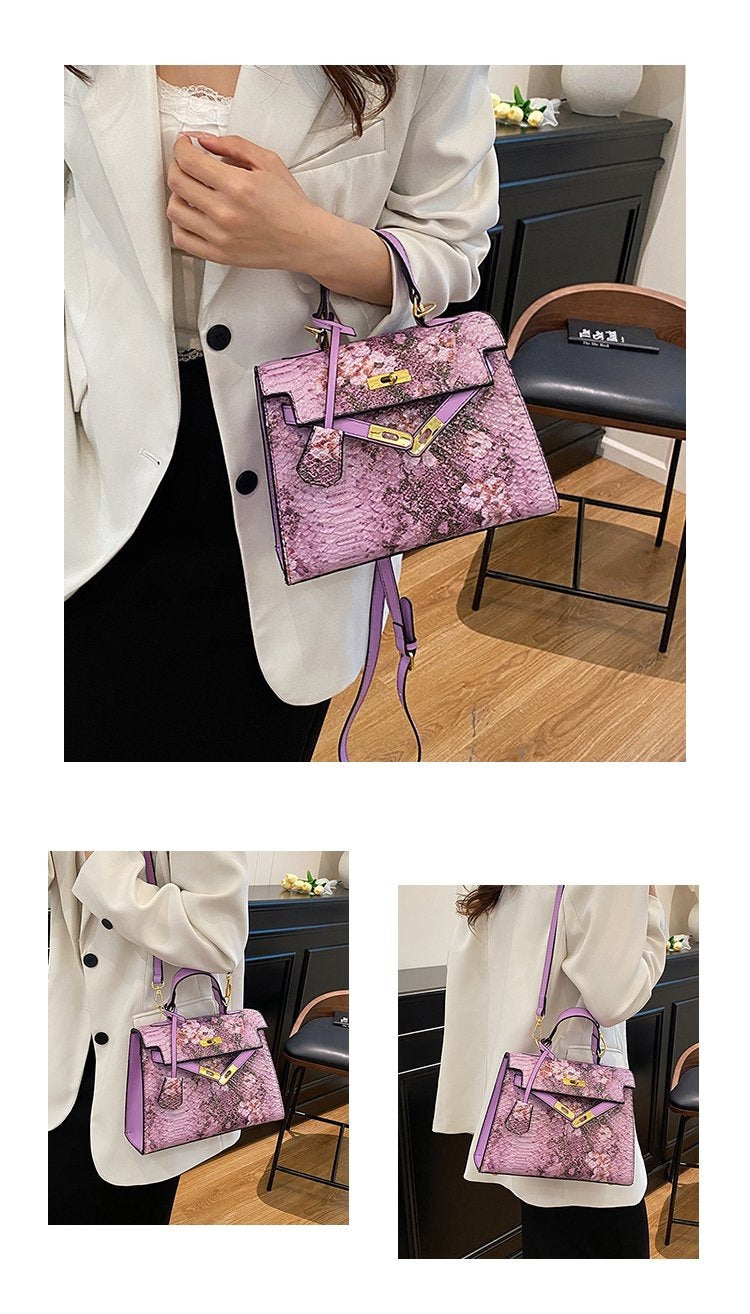 Women's Classic Fashion Kelly Snake Pattern African Women's Shoulder Bag