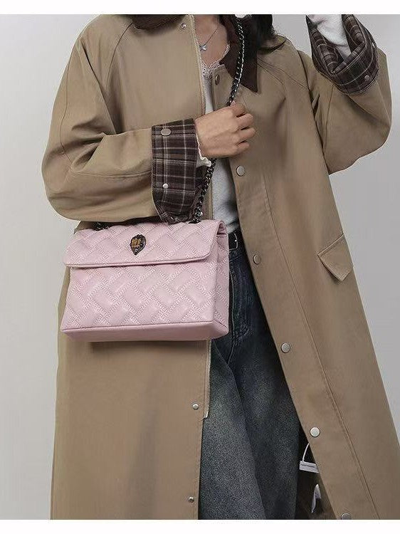 Chain Diamond Embroidery Thread Versatile Eagle Head Light Women's Shoulder Bag