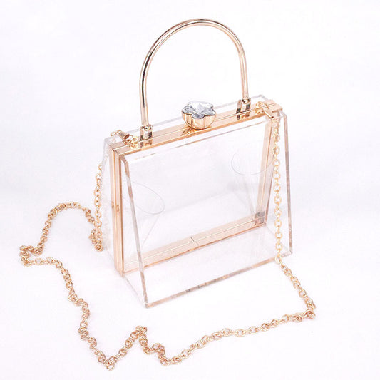 Dinner Inlaid Diamond Acrylic Transparent Creative Hand Carrying Coin Purses