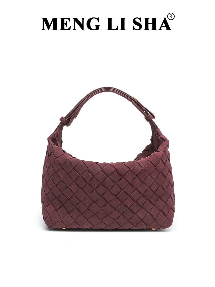 Women's Matte Leather Texture Woven Portable Lunch Atmosphere Food Basket Bags