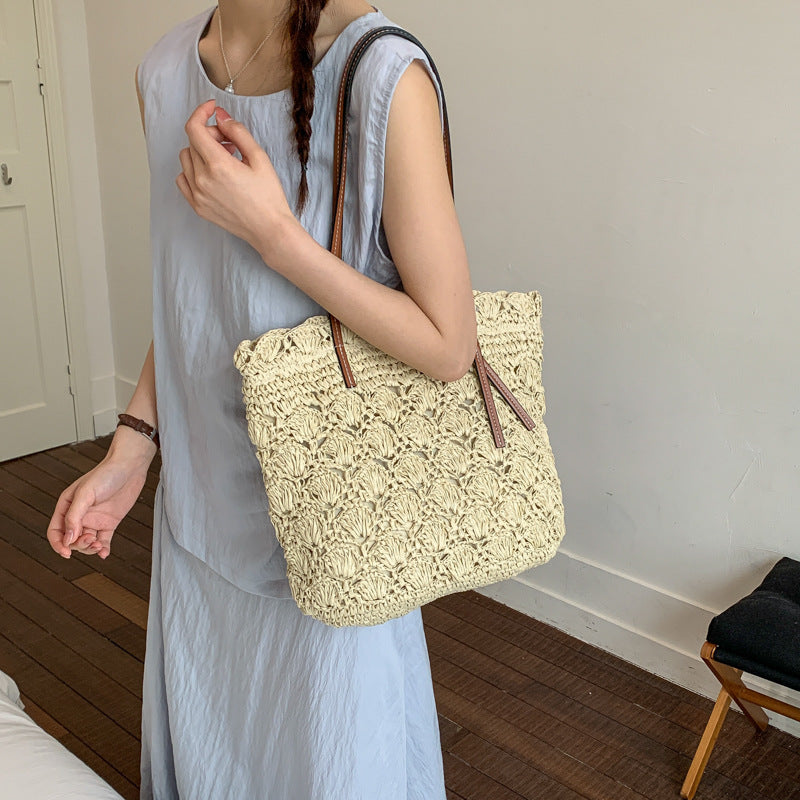 Women's Hand-woven Straw Woven Trendy Seaside Holiday Tote Bag