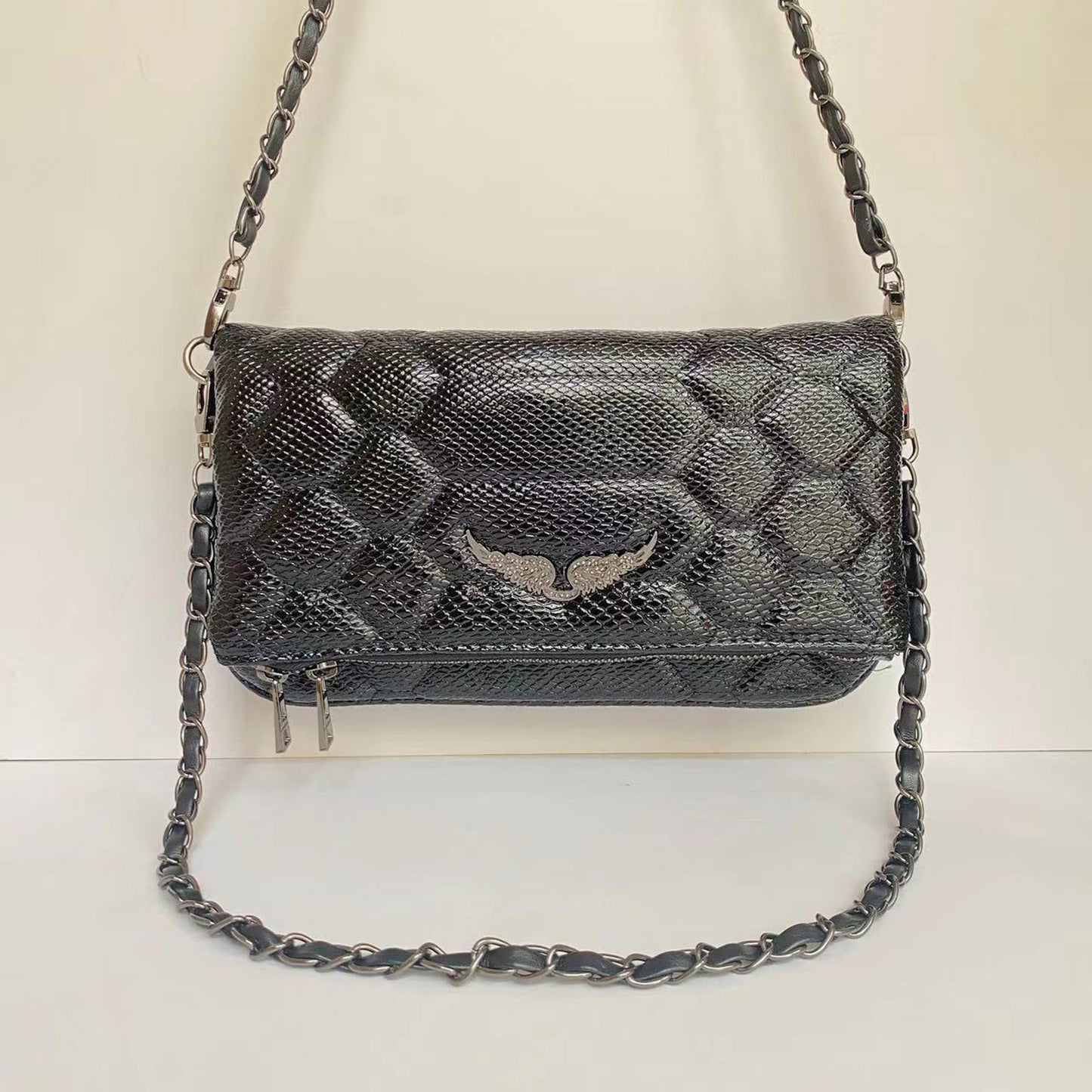 Women's French Fashion Diamond Wings Chain Envelope Shoulder Bags