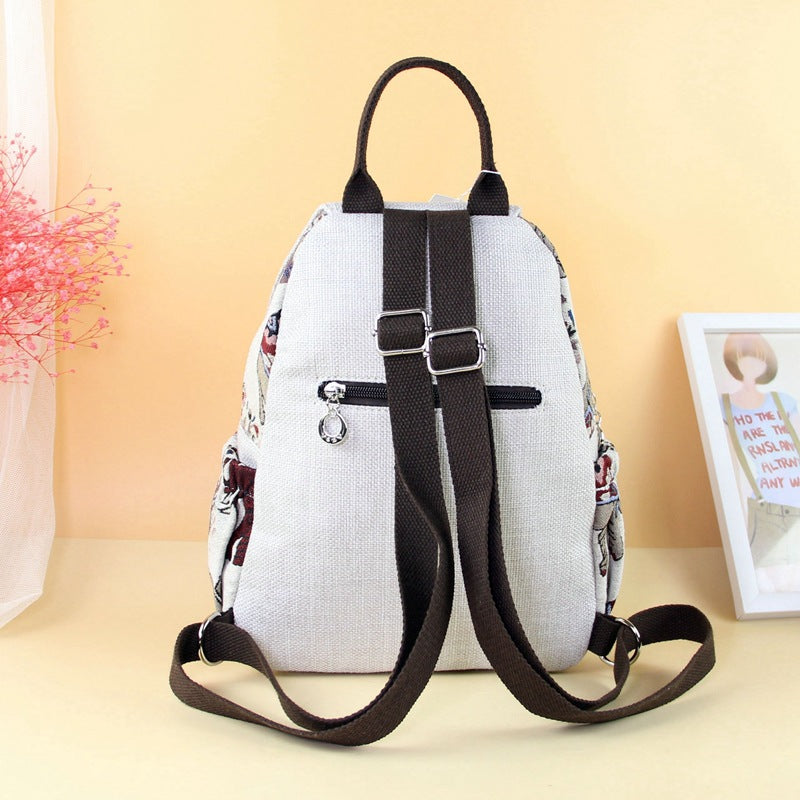 National Fashion Hand-woven Owl Antique Fabric Leisure Double Women's Backpack