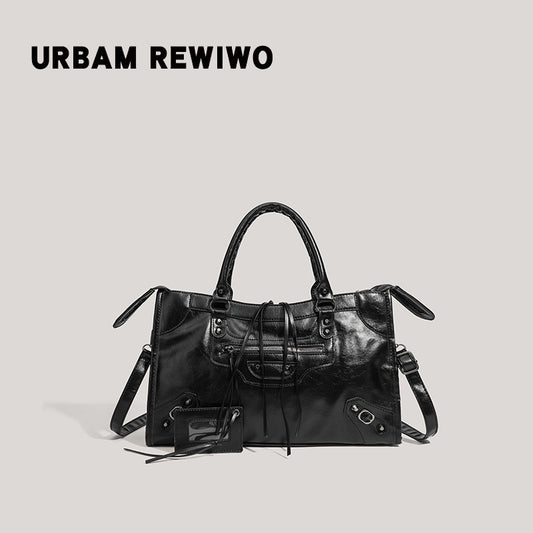 American Retro Rivet Motorcycle Female Fashion Tote Bag