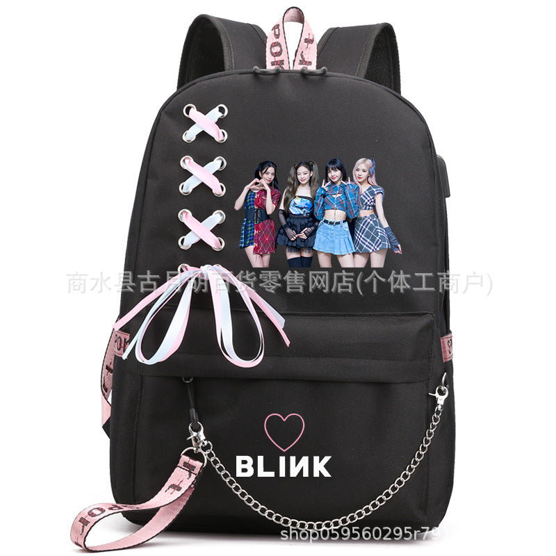 Pink Black Kim Jin Jenny Park Printed Burden Backpacks
