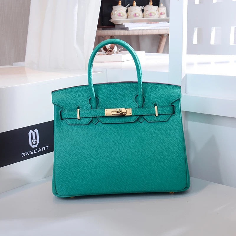 Cowhide Grain Gold Sier Genuine Leather Fashion Large Capacity Portable Women's Handbag