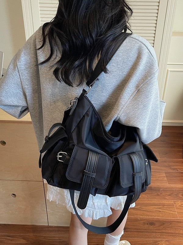 Women's Textured Nylon Cloth Fashionable Large Capacity Waterproof Tote Bag