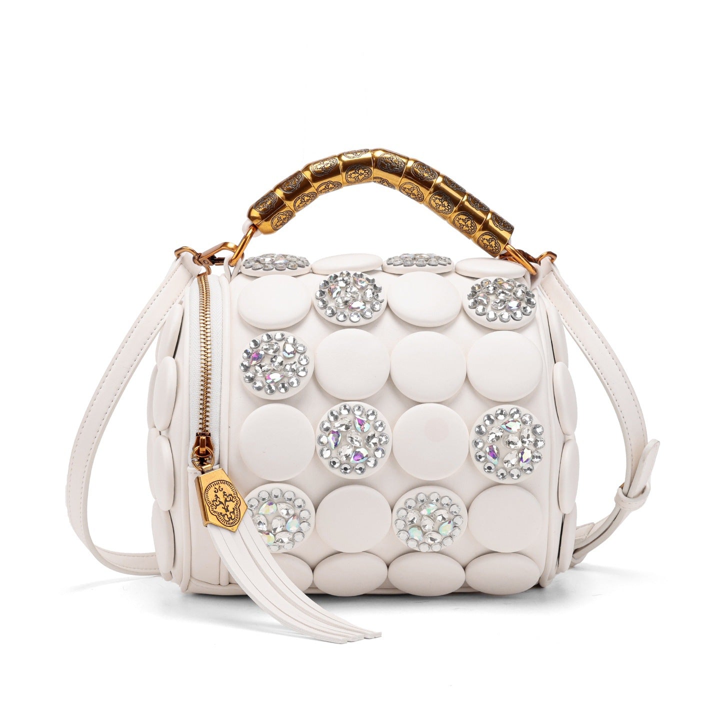 Women's High Quality Diamond Rivet Button Round Women's Handbag